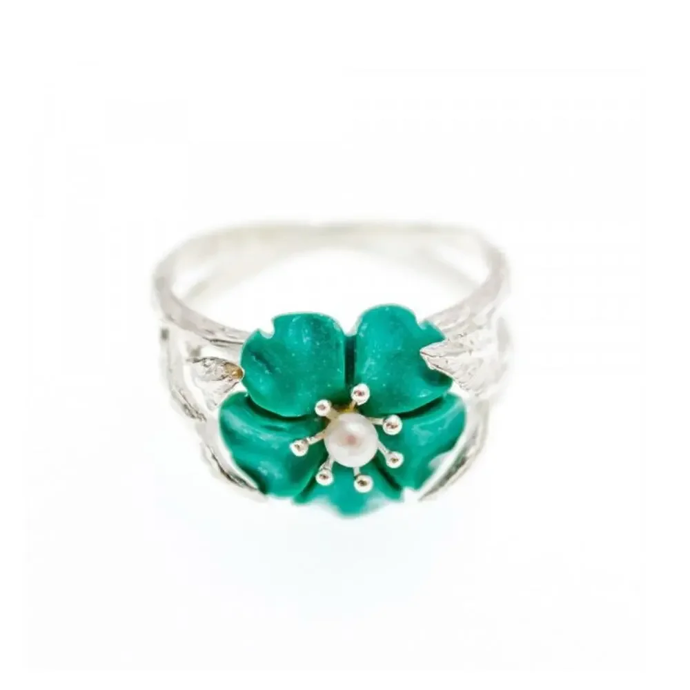 925 Sterling Silver Pearl & Enamel 